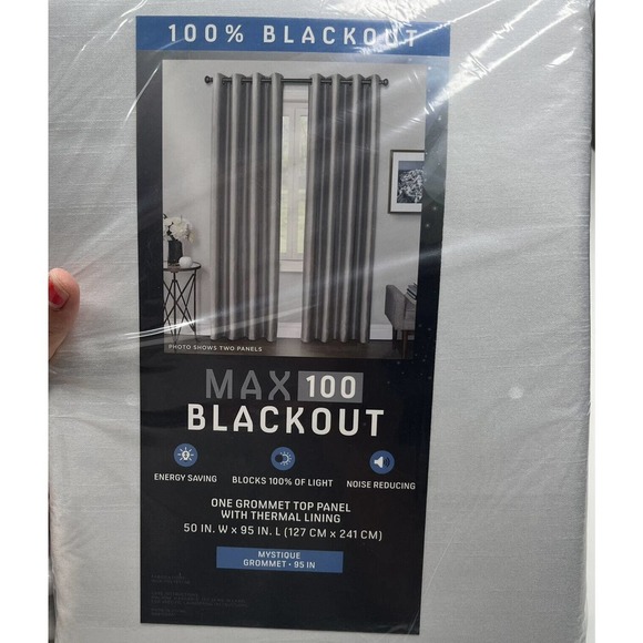 NWT Set of 2 Panel Max 100 Blackout Curtains 50”X95” Gray Mystique Grommet $80 - Picture 3 of 5